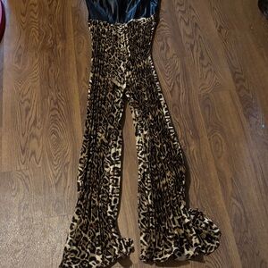 ODDY Black and Leopard Print Jumpsuit